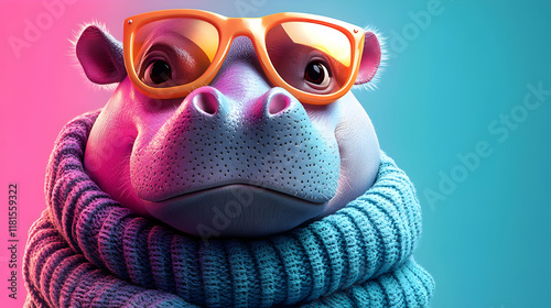 Cool Hippo Wears Sunglasses...