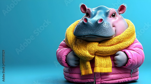 Hippo Wears Pink Jacket and...