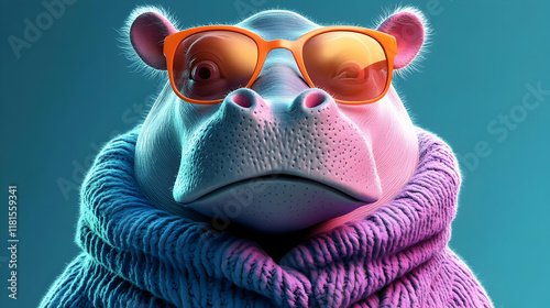 Hippo Wears Cozy Sweater an...