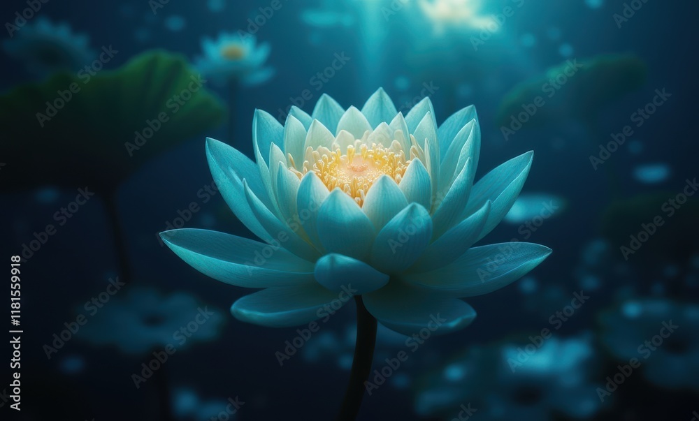 Elegant white lotus flower in serene water Elegant white lotus flower in serene water