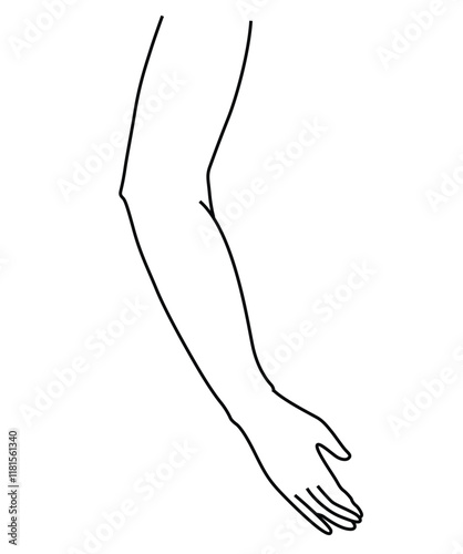 Cute cartoon hand drawn human arm coloring page.