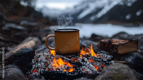 Hot Coffee Warms by Campfir...