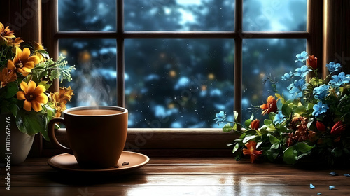 Hot Coffee Steams by Window...