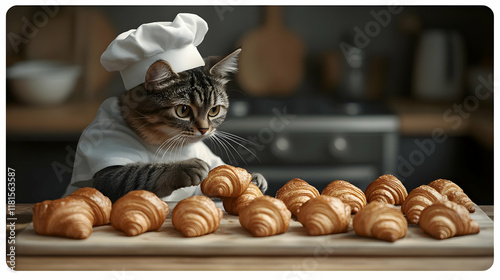 Cat Chef Bakes Croissants S...