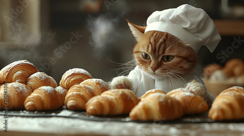 Cat Chef Bakes Croissants C...
