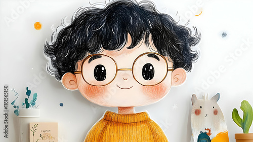 Cute Kid with Glasses Smile...