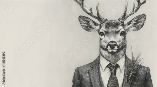 Deer Wears Suit, Tie, Bouto...