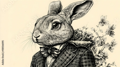Rabbit Wears Suit, Bow Tie,...