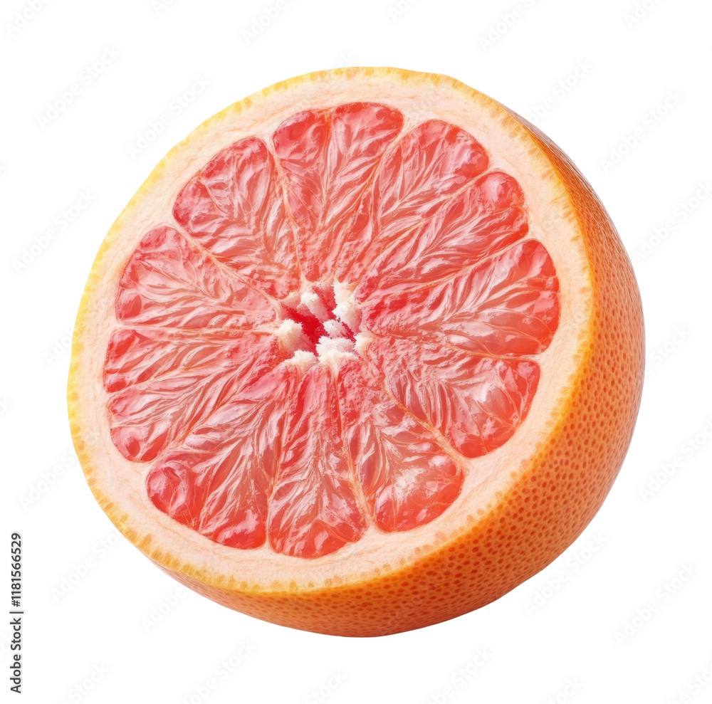 Juicy grapefruit slice with bright red pulp and yellow rind, fresh citrus fruit for healthy eating, natural nutrition, and tropical concepts isolated on transparent background Juicy grapefruit slice with bright red pulp and yellow rind, fresh citrus fruit for healthy eating, natural nutrition, and tropical concepts isolated on transparent background