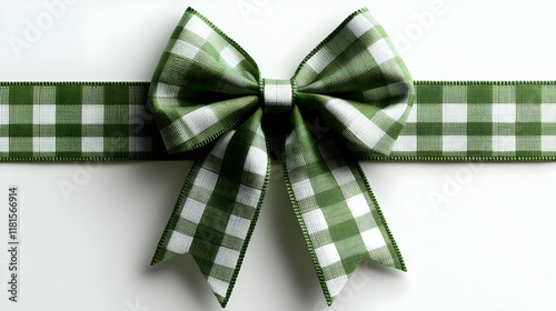Green Gingham Ribbon Bow Cr...
