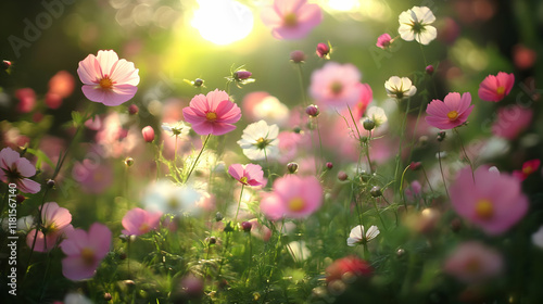 Cosmos Flowers Bloom Beauti...