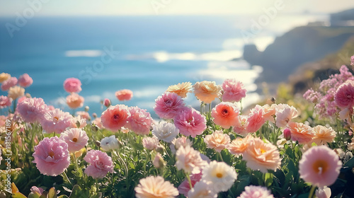 Flowers Bloom by the Ocean:...