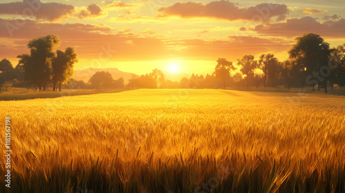 Golden Wheat Field Glows at...