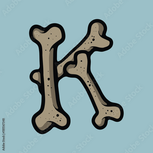 Letter K bone cartoon vector illustration