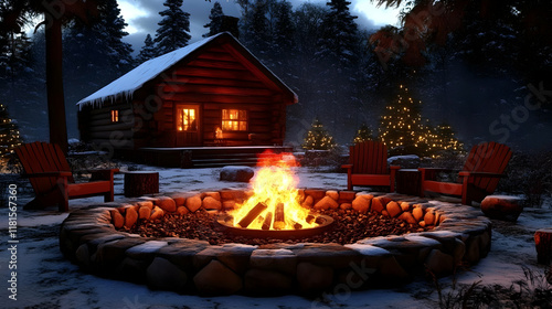 Cozy Cabin Glows: Fire Pit ...