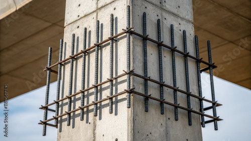  the sharp edges of the bars embedded in the pillar illustrating the structural integration necessary for enduring harsh weather conditions.