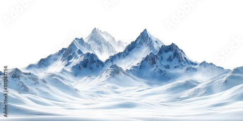 Wallpaper Mural Snowy mountain peaks with misty valleys, winter landscape, majestic alpine scenery, frozen wilderness, cold weather, travel adventure, natural beauty, isolated on transparent background Torontodigital.ca