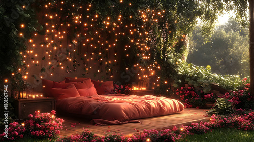 Cozy Bed Embraces Nature wi...