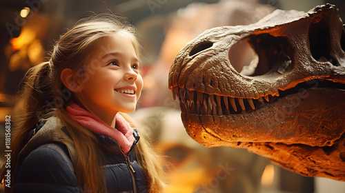 Child Explores Dinosaur Ske...