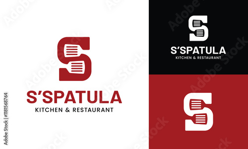 Letter Initial S Spatula Logo Design Template. Suitable for Restaurant Kitchen Bistro Cafe Catering Eatery Grill Barbeque or Chef Cook Kitchener Food Blogger Business Brand Company Logo Design