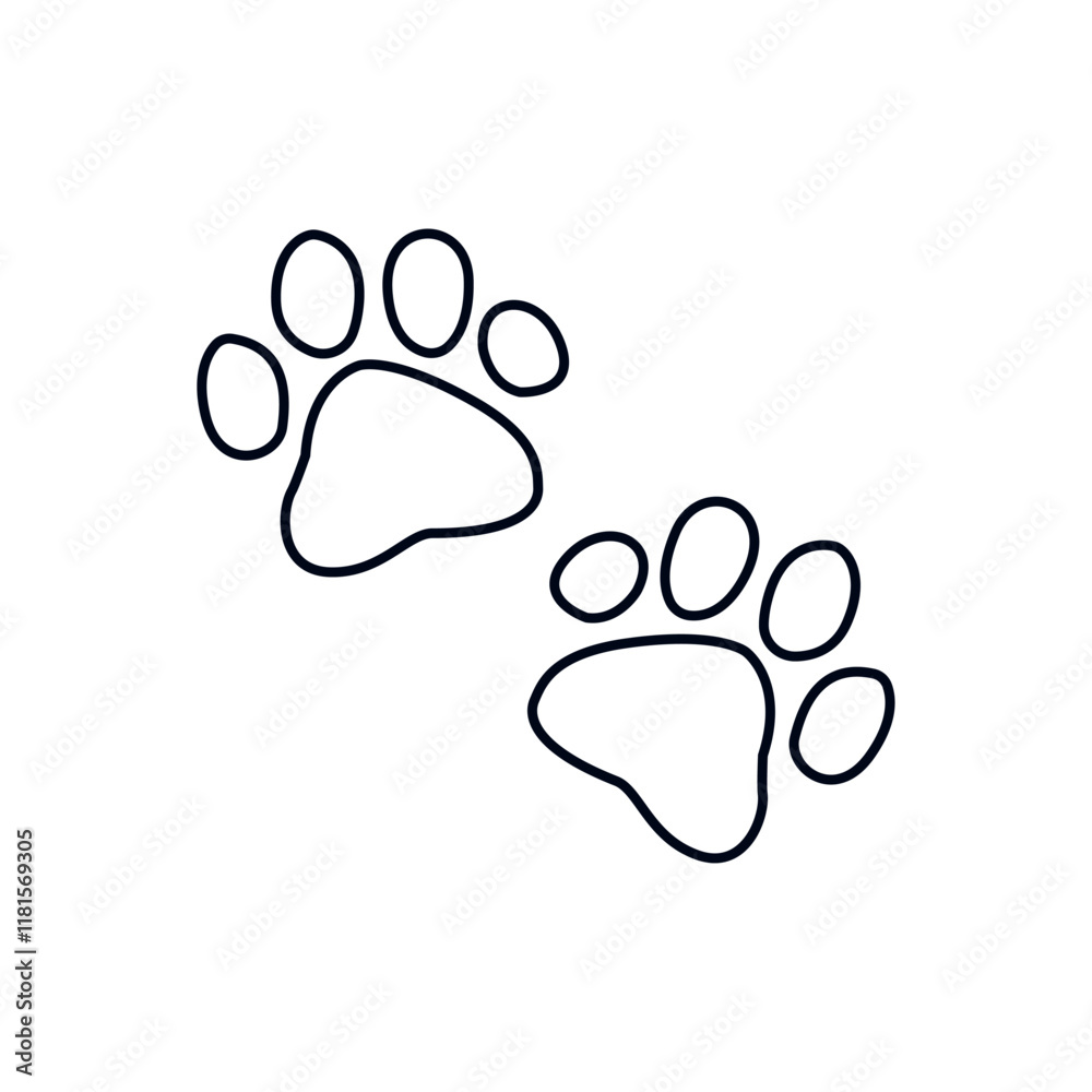 Paw prints foot print pet vector illustration Paw prints foot print pet vector illustration