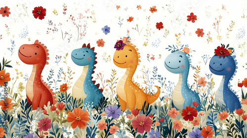 Cute Dinosaurs Explore a Vi...