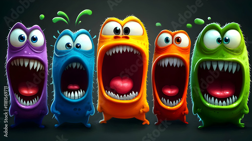 Colorful Monsters Open Mout...