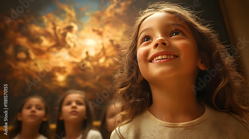 Child Looks Up in Amazement...