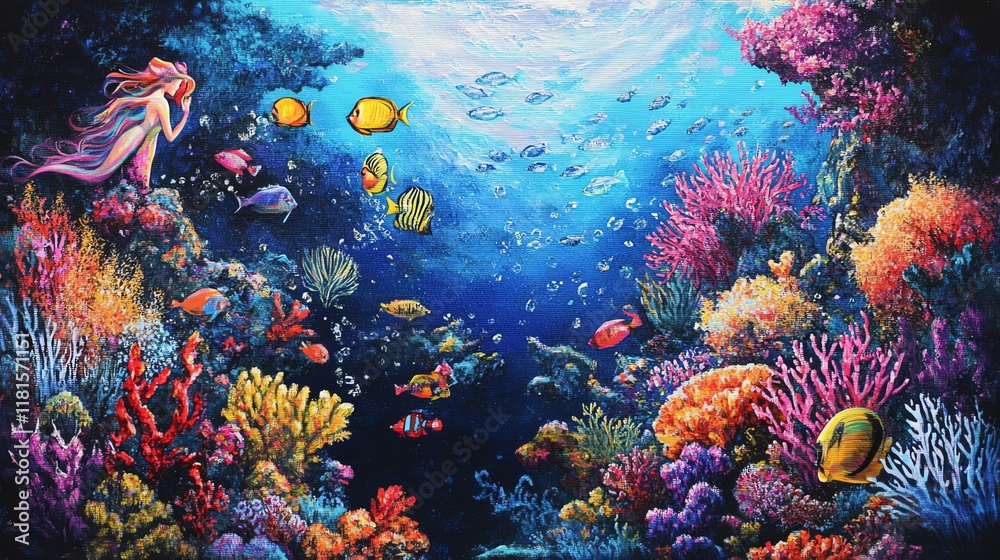 Fototapeta premium High-angle view of a vibrant underwater kingdom
