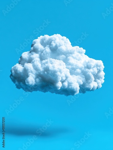 Soft White Cloud Floating in Bright Blue Sky Above Background