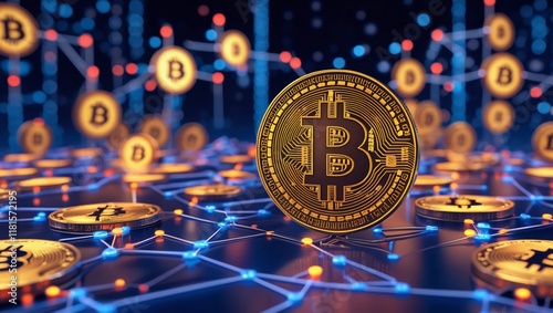 Bitcoin Cryptocurrency Network and Global Blockchain Connections