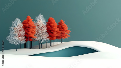 Red and White Trees Stand o...