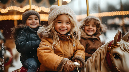 Children Enjoying Carousel ...