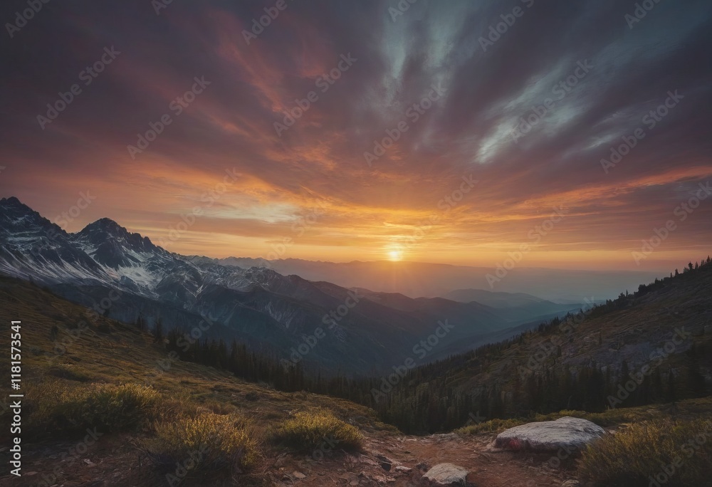 picturesque mountain landscape, realistic illustration picturesque mountain landscape, realistic illustration