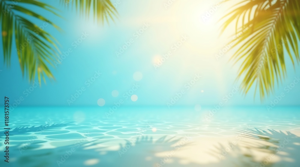 Fototapeta premium Tranquil Tropical Beach Paradise: Sun-Kissed Shores and Azure Waters