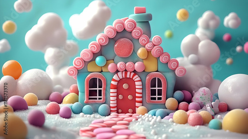 Candy House Stands in Sweet...