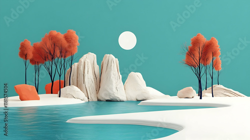 Turquoise Lake Reflects Whi...