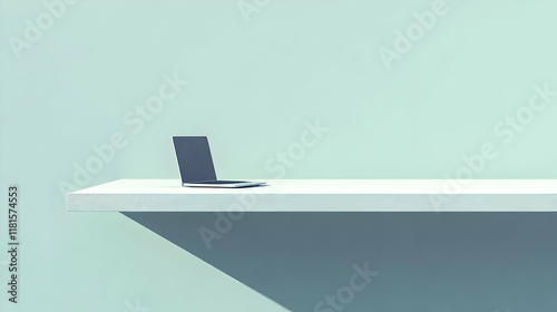 Laptop Sits on Shelf, Minim...