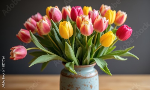 Wallpaper Mural Colorful tulips in a ceramic vase Torontodigital.ca