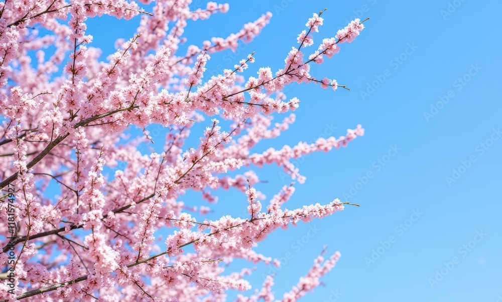 Blooming cherry blossoms against blue sky Blooming cherry blossoms against blue sky