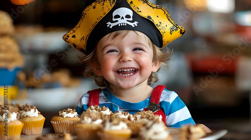 Child Smiles with Cupcakes:...
