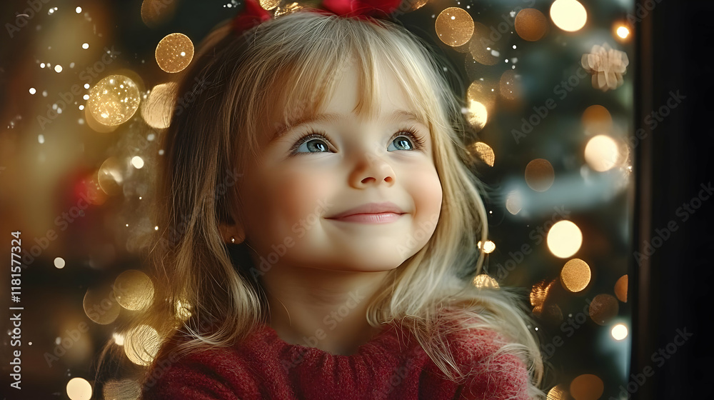 Child Smiles at Sparkling Lights: Holiday Magic, Joy, Wonder, Festive, Cheer, Xmas, Winter, December Child Smiles at Sparkling Lights: Holiday Magic, Joy, Wonder, Festive, Cheer, Xmas, Winter, December