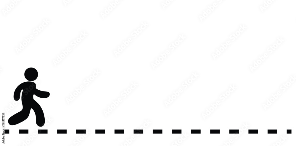 Walking Stick Figure with Dashed Path, person walking, jogging concept Vector Illustration. Walking Stick Figure with Dashed Path, person walking, jogging concept Vector Illustration.