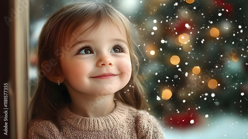 Child Smiles at Falling Sno...