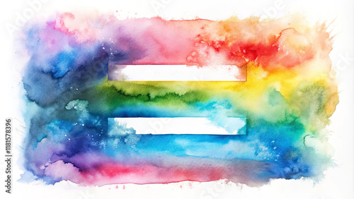 Watercolor equality symbol with rainbow hues