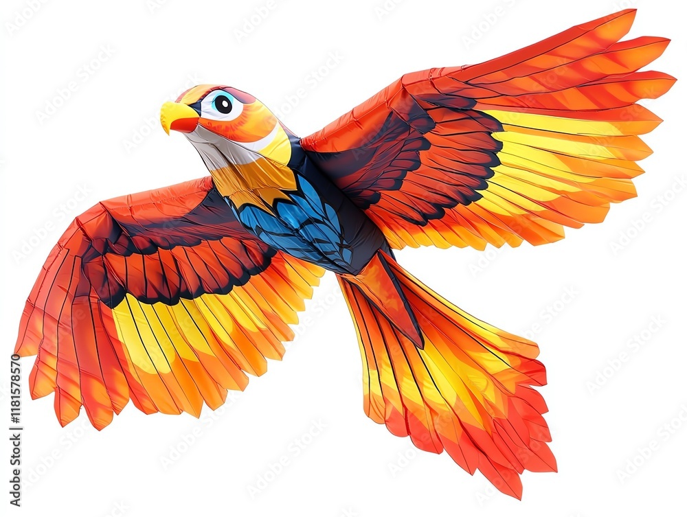 Fototapeta premium Colorful kite shaped like a bird in flight.