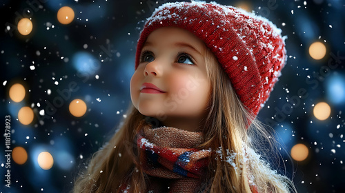 Child Looks Up in Wonder at...