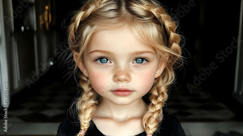 Girl with Braids Poses with...
