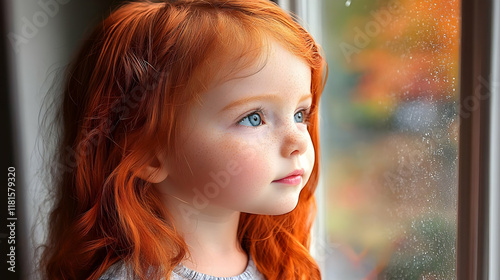 Redhead Girl Gazing Through...