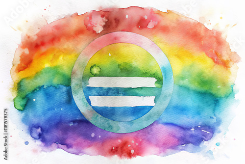 Watercolor equality symbol with rainbow colors